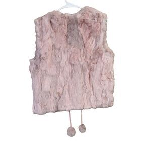NWT Womens Julia Vintage Pink 100% Genuine Fur Rabbit Fur Vest Jacket Size Small